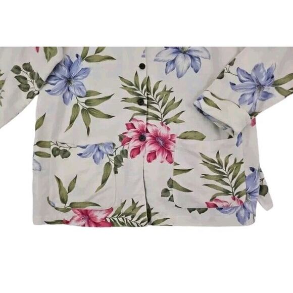 Coldwater Creek ~Woman Size L~ Floral Linen Blend Top Button Shirt Long Sleeve. - Picture 6 of 9